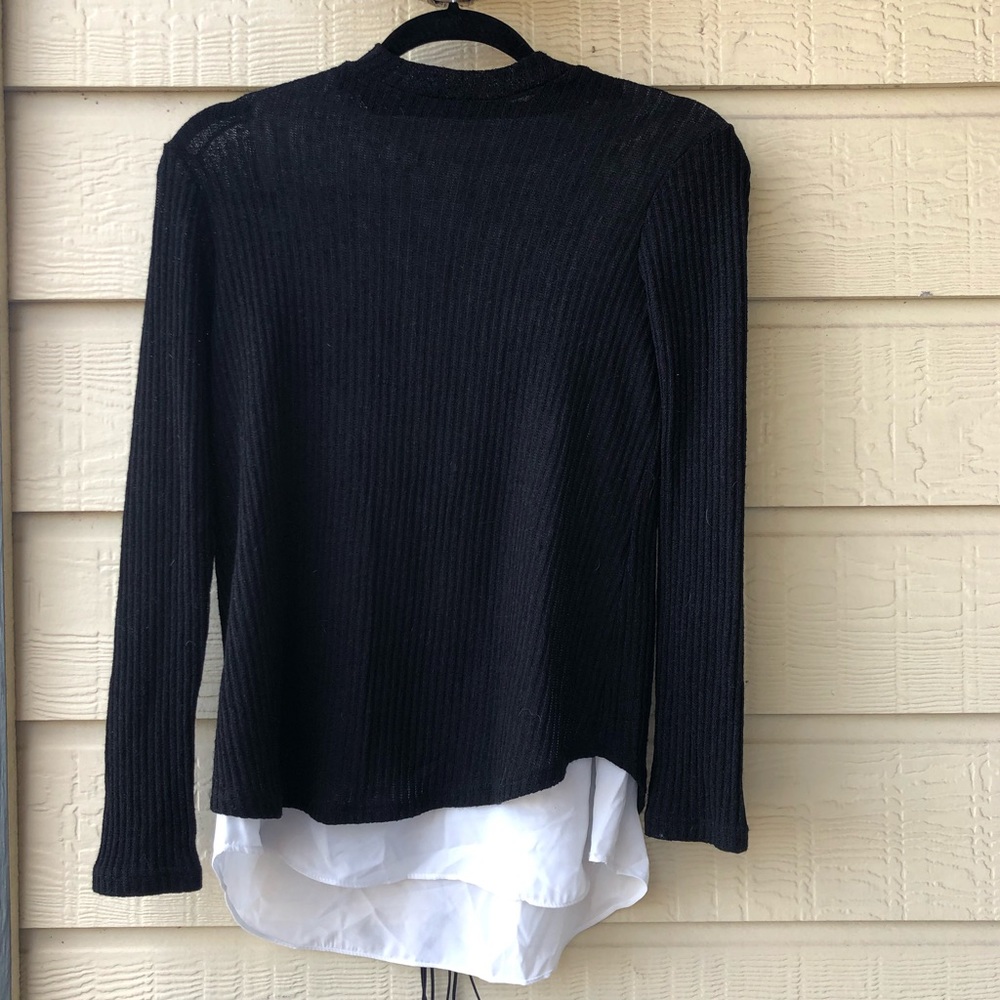 Long-Sleeve, Layered Sweater with Lace-Up Back